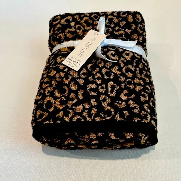 Rachel Zoe Leopard Cheetah Animal Print hand Towels - Picture 2 of 5